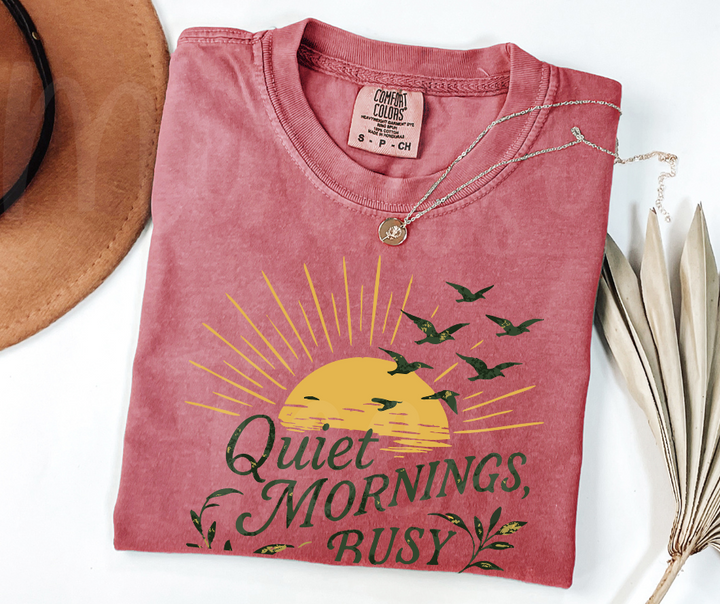 "Quiet Mornings" Birdwatching Design Birds and Nature Inspired Unisex heavyweight t-shirt