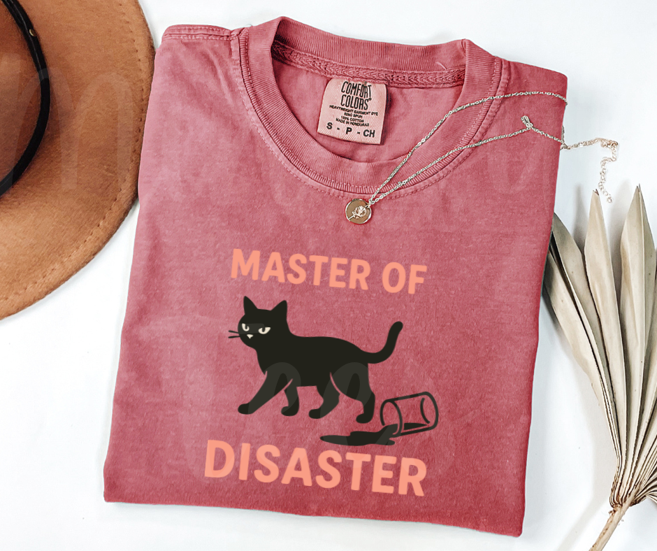 "Master Of Disaster" Sarcastic Cat Design Unisex heavyweight t-shirt