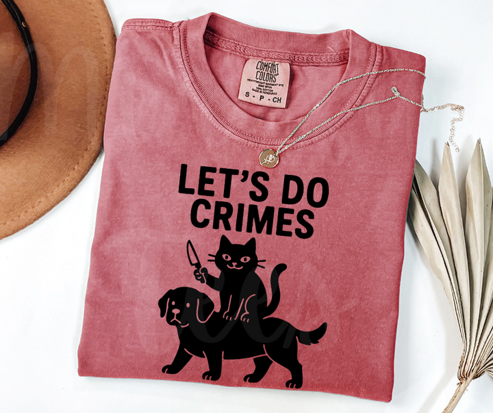 "Let's Do Crimes" Sarcastic Cat Design Unisex heavyweight t-shirt