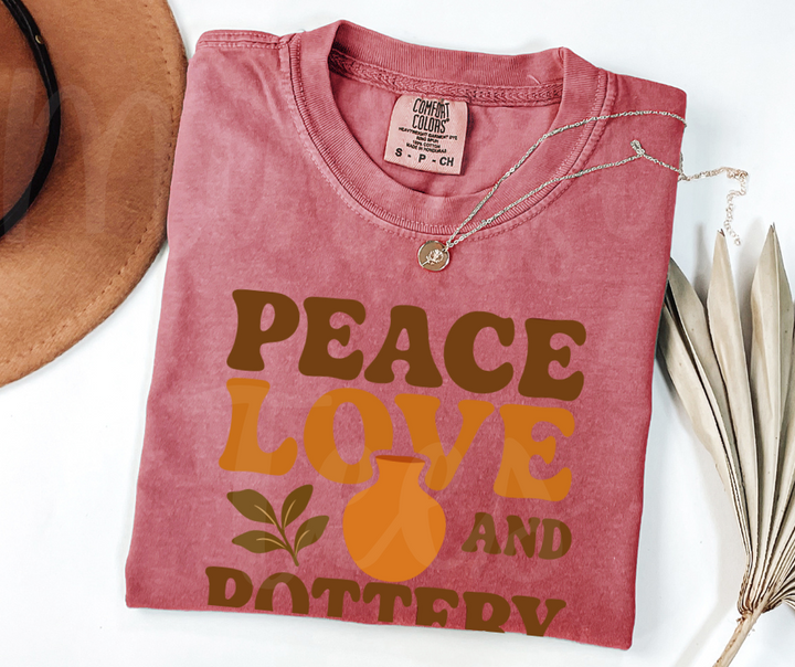 "Peace Love Pottery" Funny Design Pottery Clay Hobby Inspired Unisex heavyweight t-shirt