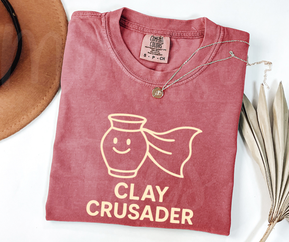 "Clay Crusader" Funny Design Pottery Clay Hobby Inspired Unisex heavyweight t-shirt