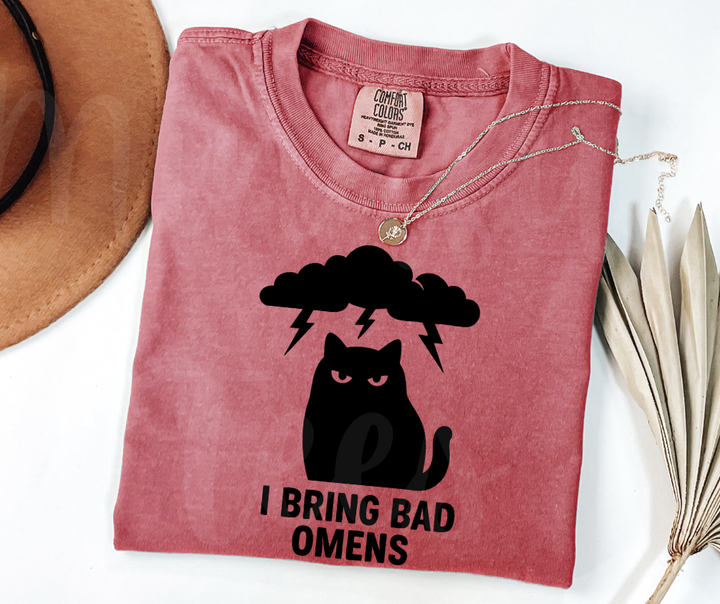 "Bad Omens" Sarcastic Cat Design Unisex heavyweight t-shirt