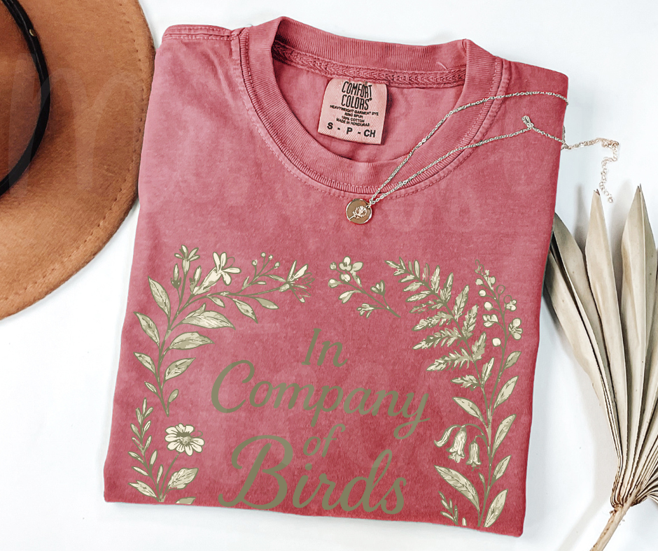"In Company of Birds" Birdwatching Design Birds and Nature Inspired Unisex heavyweight t-shirt