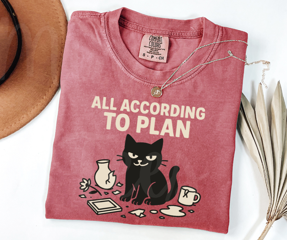"All According to Plan" Sarcastic Cat Design Unisex heavyweight t-shirt