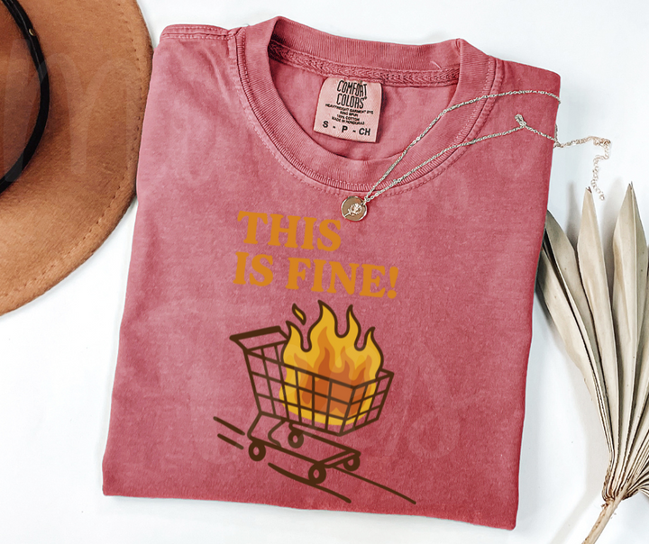 "This Is Fine" Sarcastic Design Unisex heavyweight t-shirt