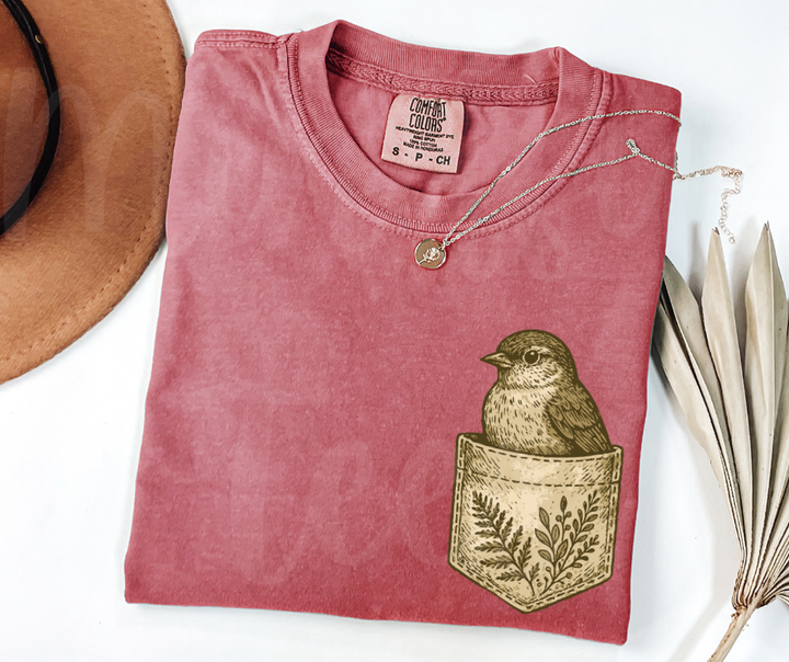 "Pocket Bird" Birdwatching Design Birds and Nature Inspired Unisex heavyweight t-shirt