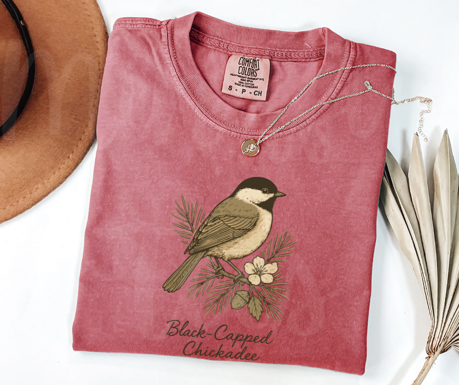 "Black-Capped Chikadee" Birdwatching Design Birds and Nature Inspired Unisex heavyweight t-shirt