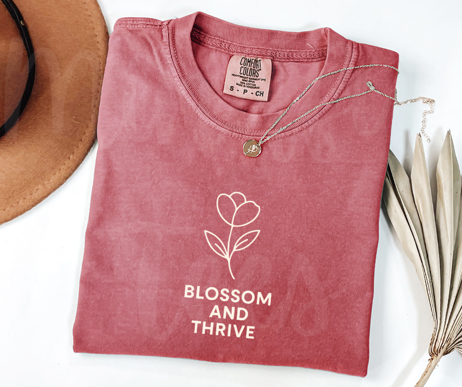 "Blossom And Thrive" Funny Plant Lover Tee Design Unisex heavyweight t-shirt
