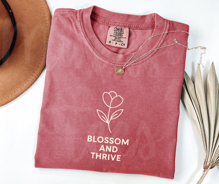"Blossom And Thrive" Funny Plant Lover Tee Design Unisex heavyweight t-shirt
