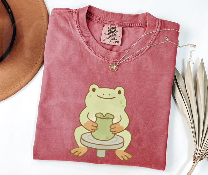 "Cute Frog" Funny Design Pottery Clay Hobby Inspired Unisex heavyweight t-shirt