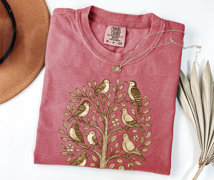 "Tree of Life" Birdwatching Design Birds and Nature Inspired Unisex heavyweight t-shirt