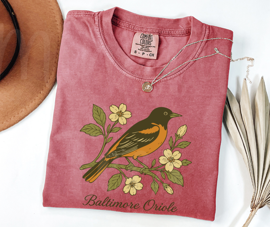 "Baltimore Oriole" Birdwatching Design Birds and Nature Inspired Unisex heavyweight t-shirt