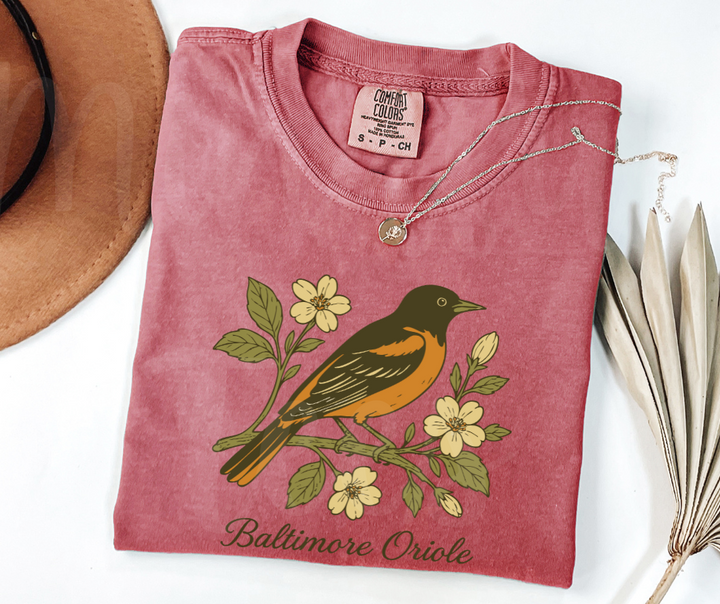 "Baltimore Oriole" Birdwatching Design Birds and Nature Inspired Unisex heavyweight t-shirt