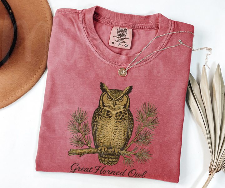 "Great Horned Owl" Birdwatching Design Birds and Nature Inspired Unisex heavyweight t-shirt