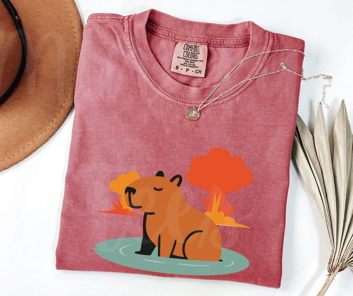 "Explosive Capybara" Sarcastic Design Unisex heavyweight t-shirt