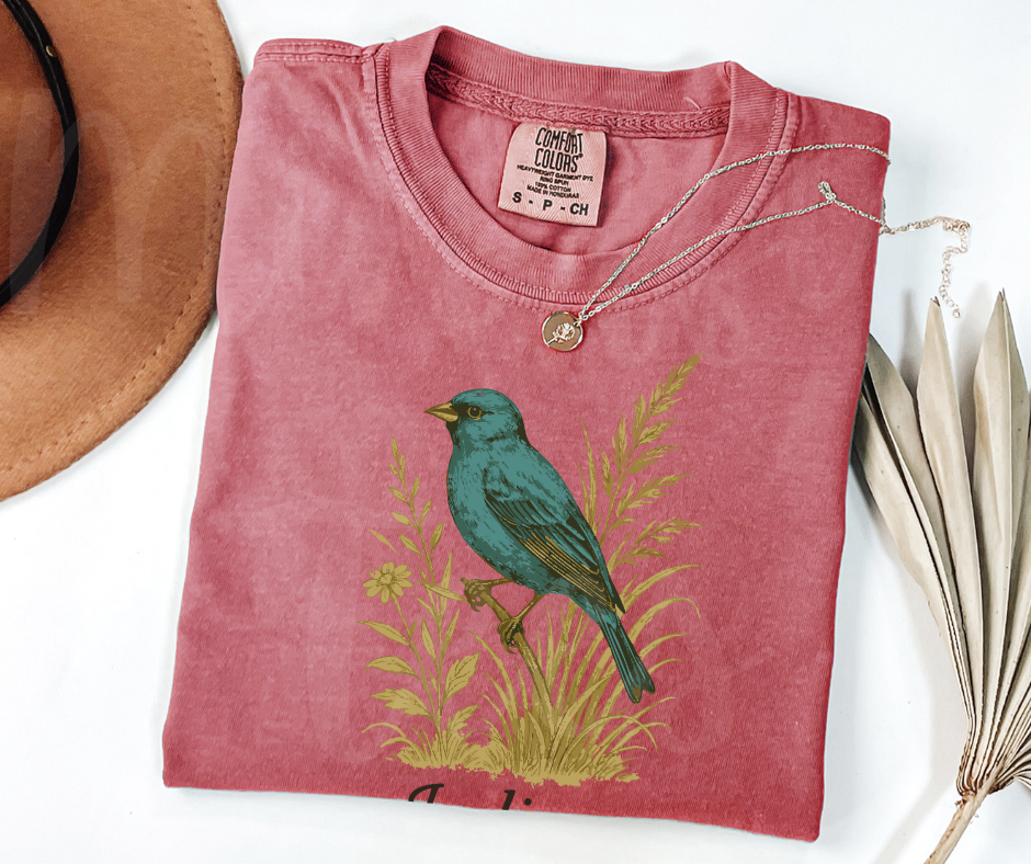 "Indigo Bunting" Birdwatching Design Birds and Nature Inspired Unisex heavyweight t-shirt