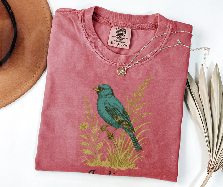 "Indigo Bunting" Birdwatching Design Birds and Nature Inspired Unisex heavyweight t-shirt