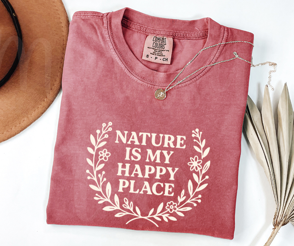 "Nature Is My Happy Place" Funny Plant Lover Tee Design Unisex heavyweight t-shirt