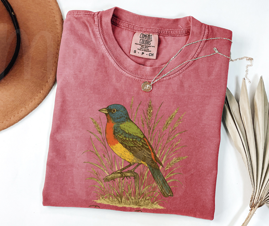 "Pointed Bunting" Birdwatching Design Birds and Nature Inspired Unisex heavyweight t-shirt