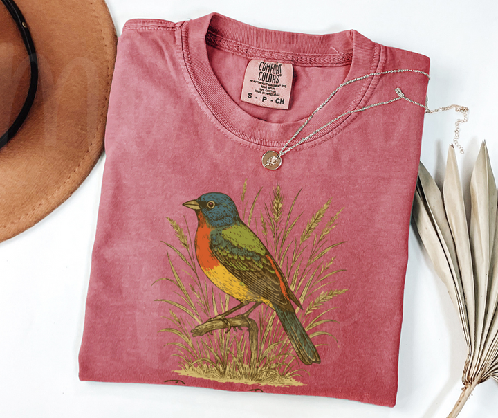"Pointed Bunting" Birdwatching Design Birds and Nature Inspired Unisex heavyweight t-shirt