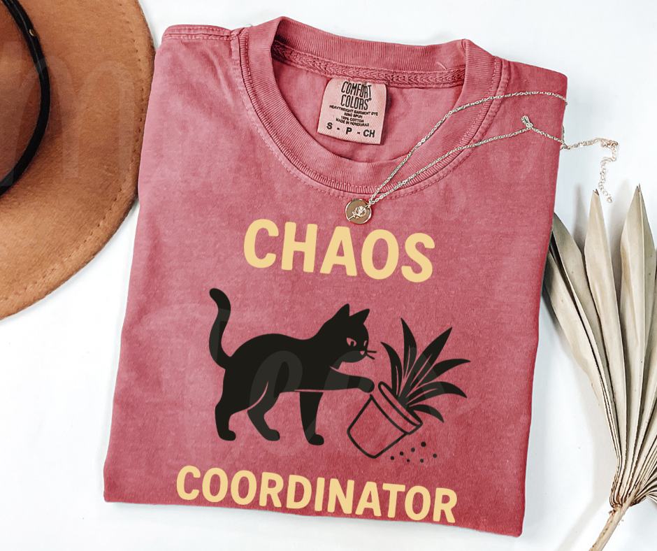 "Chaos Cordinator" Sarcastic Cat Design Unisex heavyweight t-shirt