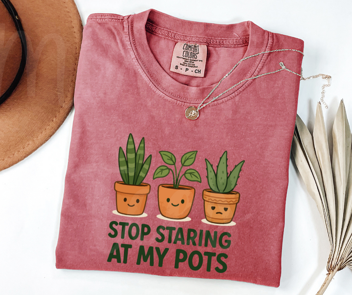 "Stop Staring" Funny Plant Lover Tee Design Unisex heavyweight t-shirt