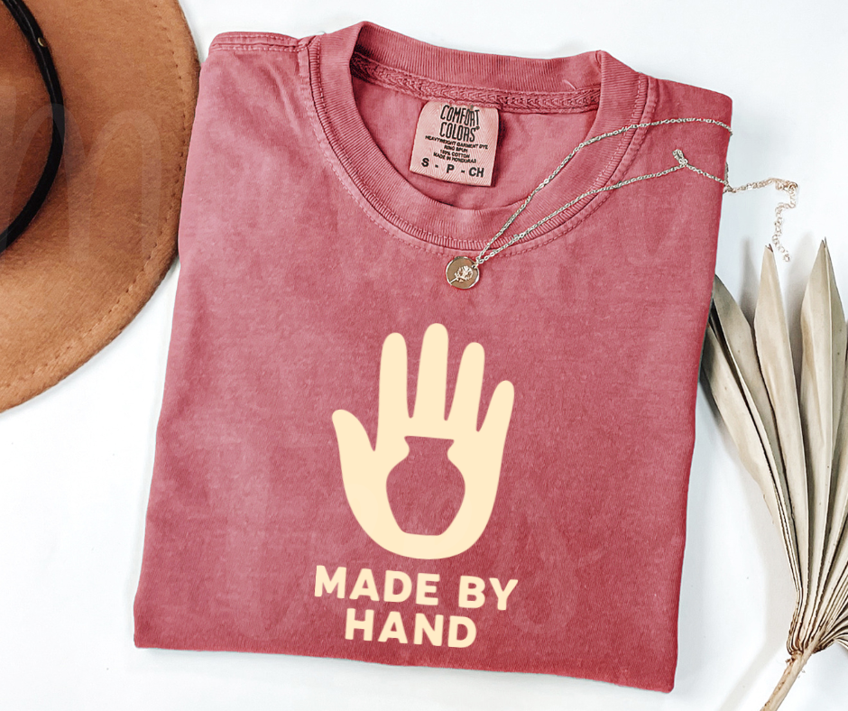 "Made By Hand" Funny Design Pottery Clay Hobby Inspired Unisex heavyweight t-shirt