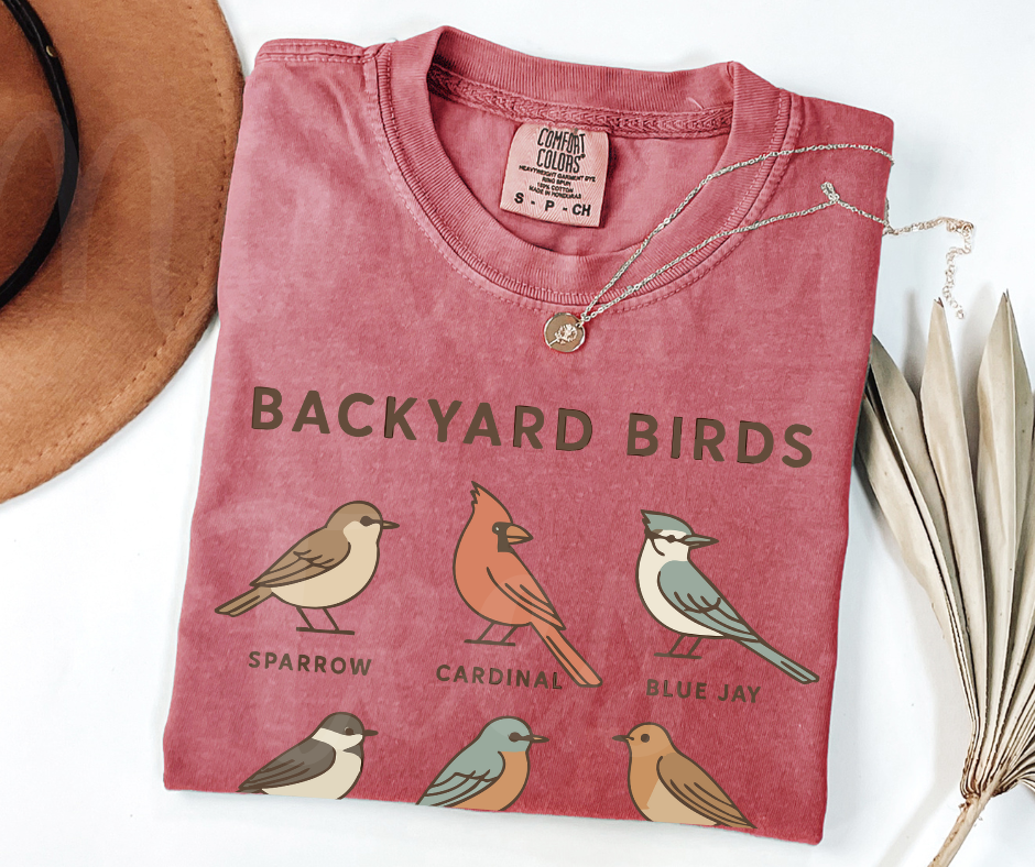 "Backyard Birds" Birdwatching Design Birds and Nature Inspired Unisex heavyweight t-shirt