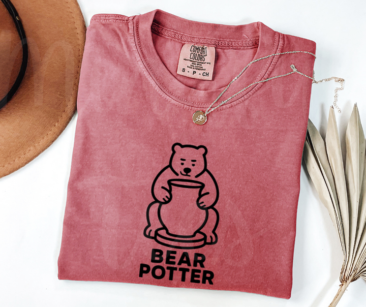 "Bear Potter" Funny Design Pottery Clay Hobby Inspired Unisex heavyweight t-shirt