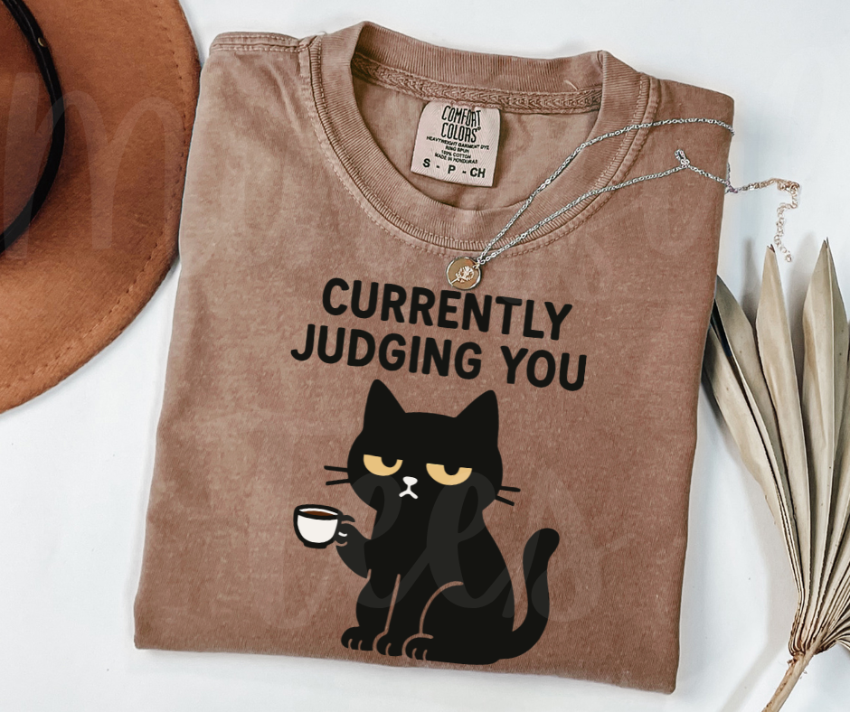 "Judging You" Sarcastic Cat Design Unisex heavyweight t-shirt