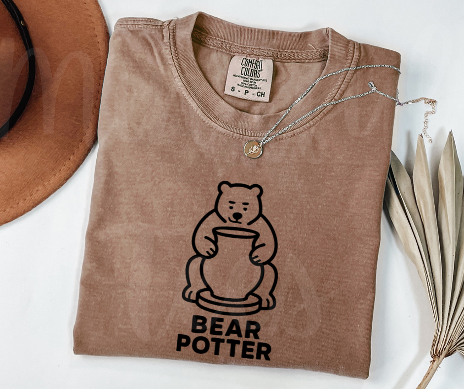 "Bear Potter" Funny Design Pottery Clay Hobby Inspired Unisex heavyweight t-shirt