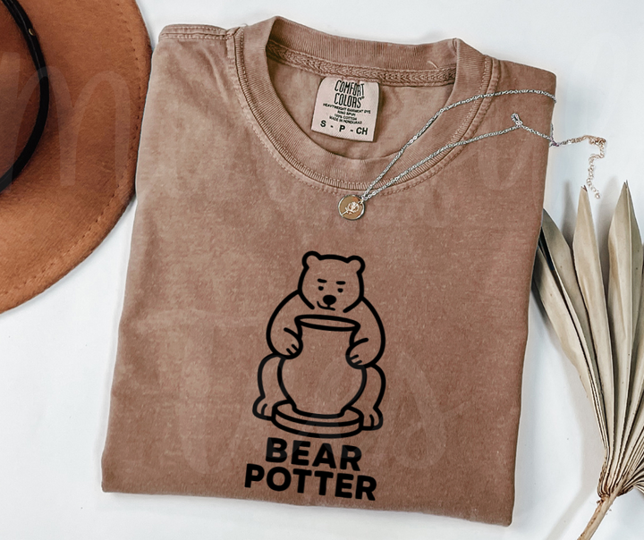 "Bear Potter" Funny Design Pottery Clay Hobby Inspired Unisex heavyweight t-shirt