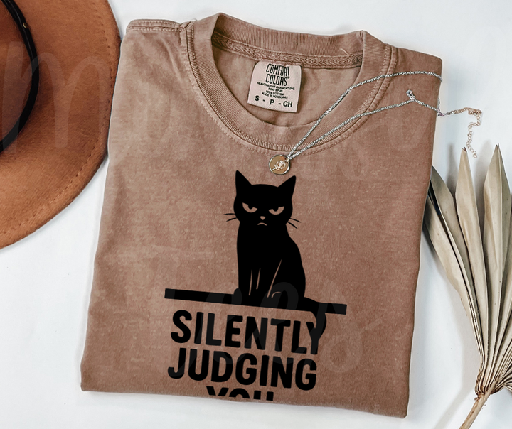 "Silently Judging" Sarcastic Cat Design Unisex heavyweight t-shirt
