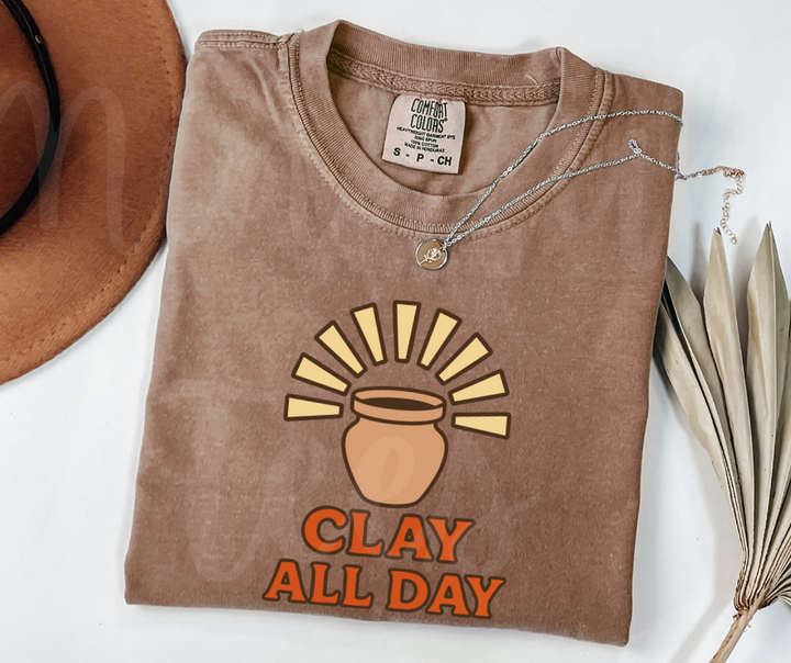 "Clay All Day" Funny Design Pottery Clay Hobby Inspired Unisex heavyweight t-shirt