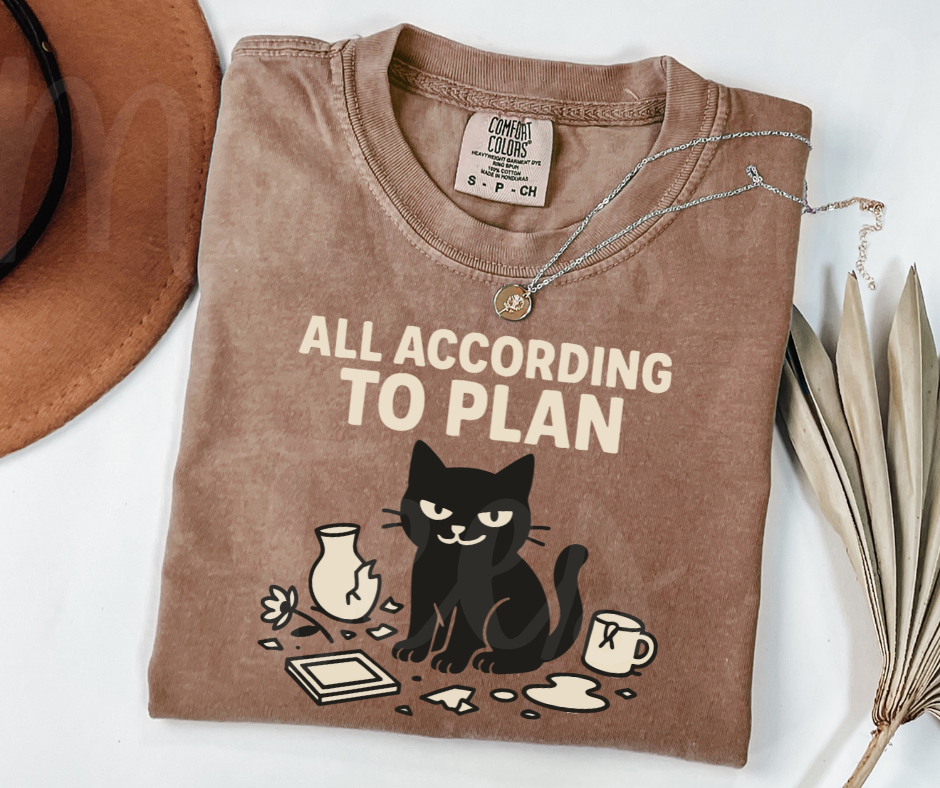 "All According to Plan" Sarcastic Cat Design Unisex heavyweight t-shirt