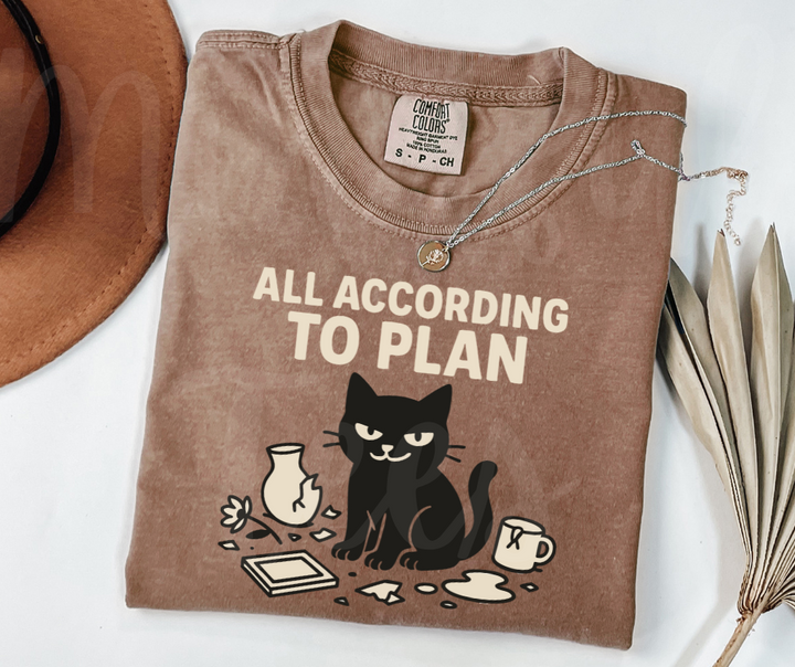 "All According to Plan" Sarcastic Cat Design Unisex heavyweight t-shirt