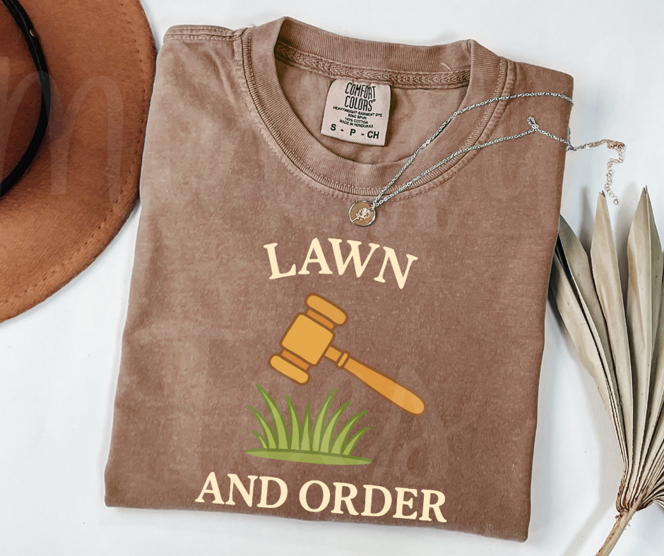 "Lawn And Order" Funny Plant Lover Tee Design Unisex heavyweight t-shirt