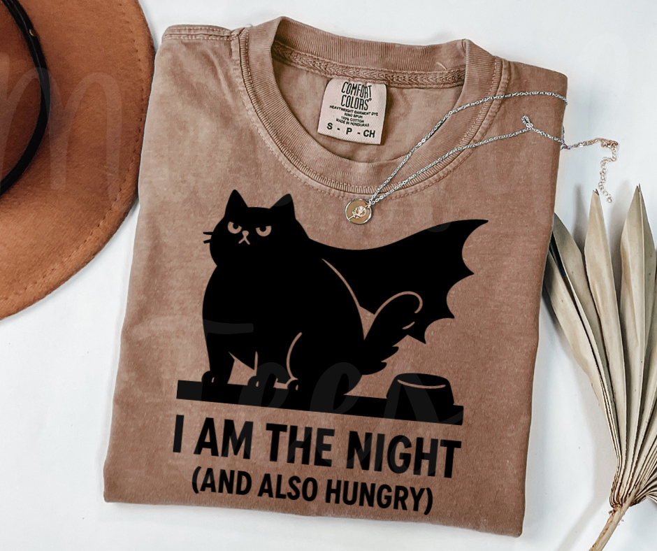 "I Am The Night" Sarcastic Cat Design Unisex heavyweight t-shirt