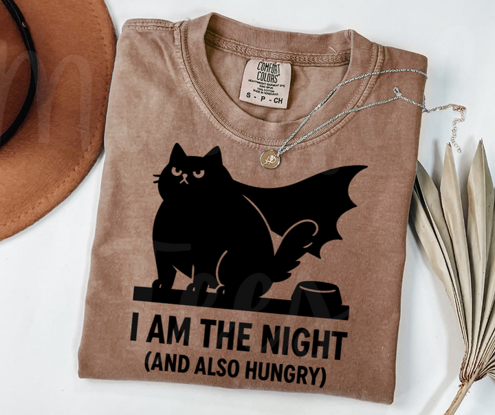 "I Am The Night" Sarcastic Cat Design Unisex heavyweight t-shirt