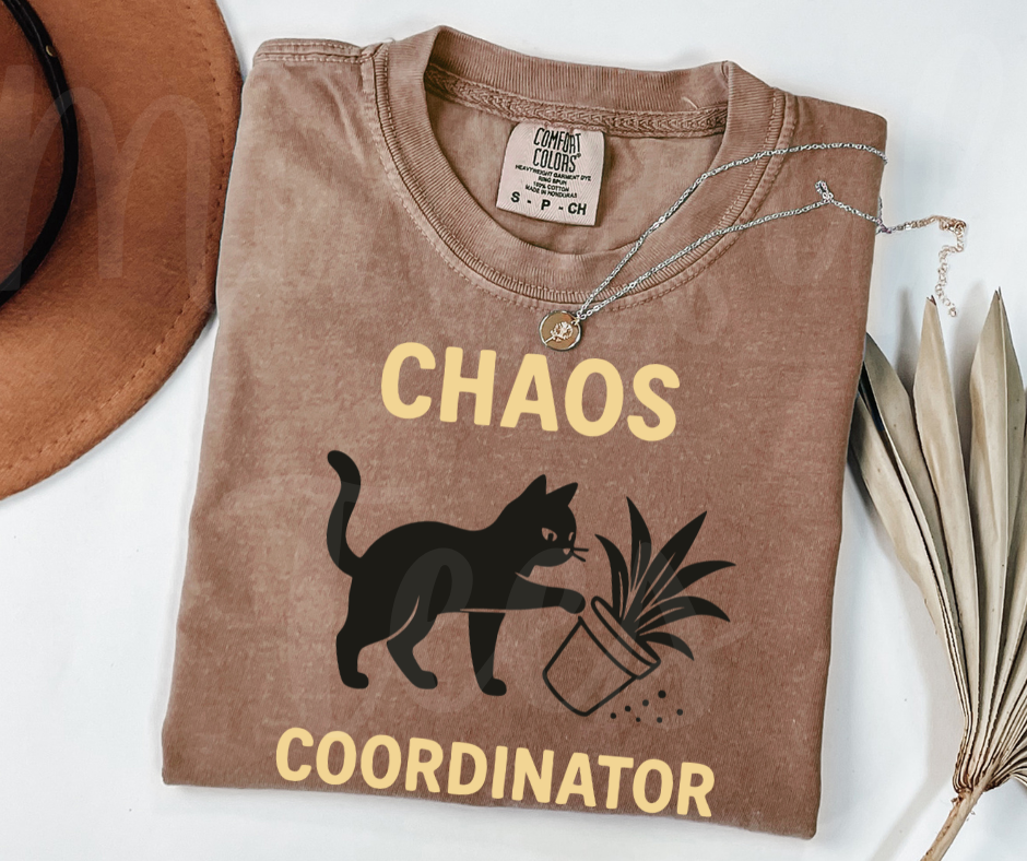 "Chaos Cordinator" Sarcastic Cat Design Unisex heavyweight t-shirt