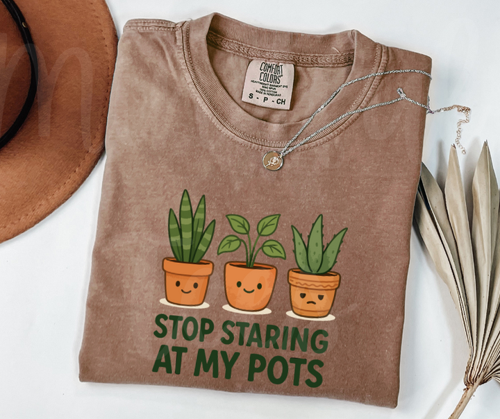 "Stop Staring" Funny Plant Lover Tee Design Unisex heavyweight t-shirt