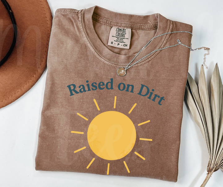 "Raised on Dirt and Sunshine" Funny Plant Lover Tee Design Unisex heavyweight t-shirt