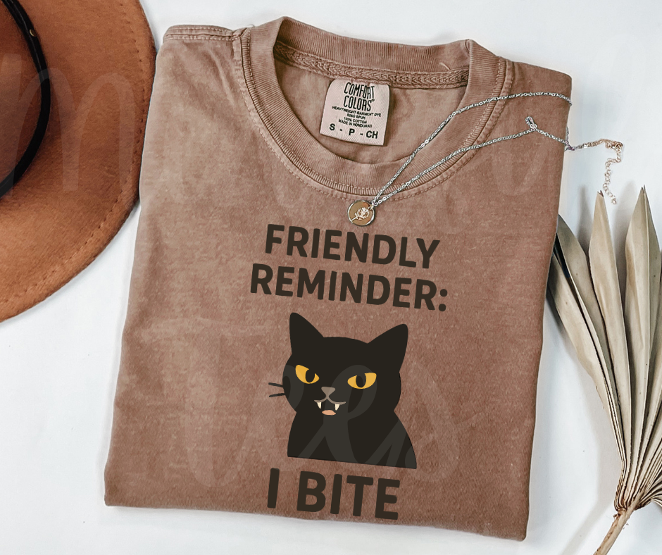 "I Bite" Sarcastic Cat Design Unisex heavyweight t-shirt
