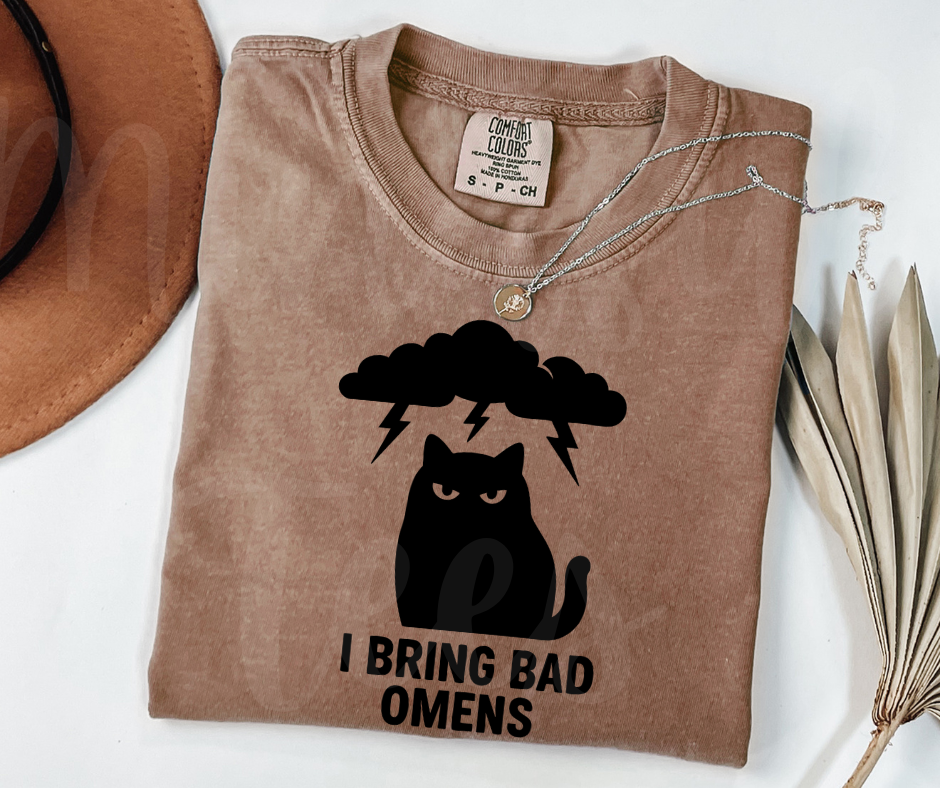 "Bad Omens" Sarcastic Cat Design Unisex heavyweight t-shirt