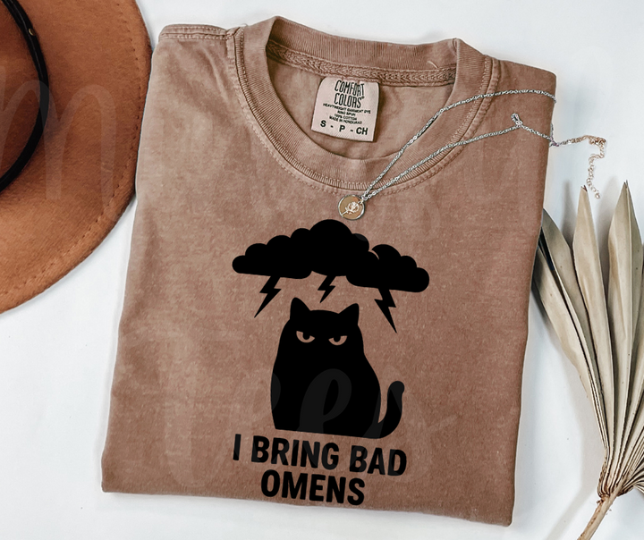 "Bad Omens" Sarcastic Cat Design Unisex heavyweight t-shirt
