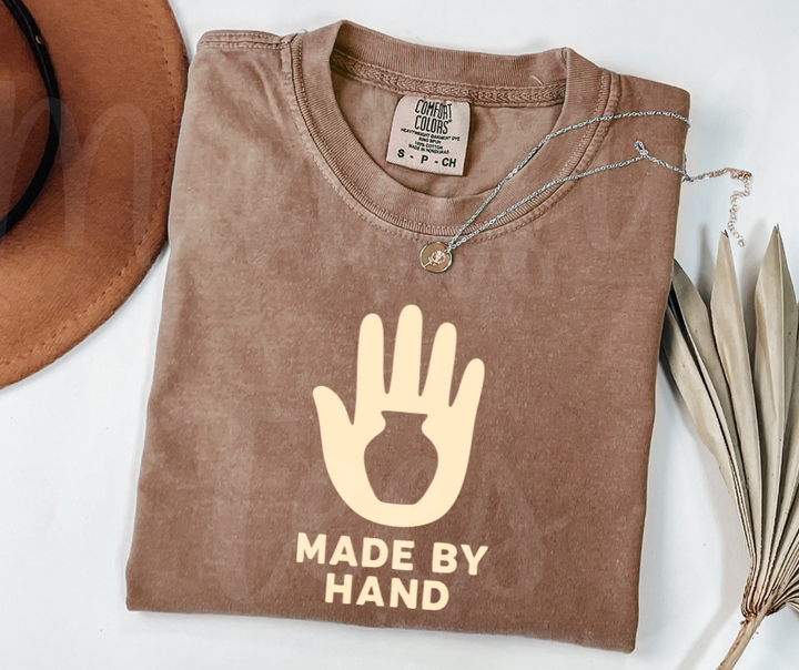 "Made By Hand" Funny Design Pottery Clay Hobby Inspired Unisex heavyweight t-shirt