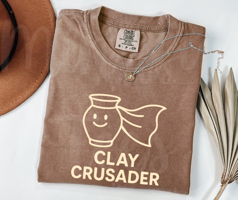 "Clay Crusader" Funny Design Pottery Clay Hobby Inspired Unisex heavyweight t-shirt