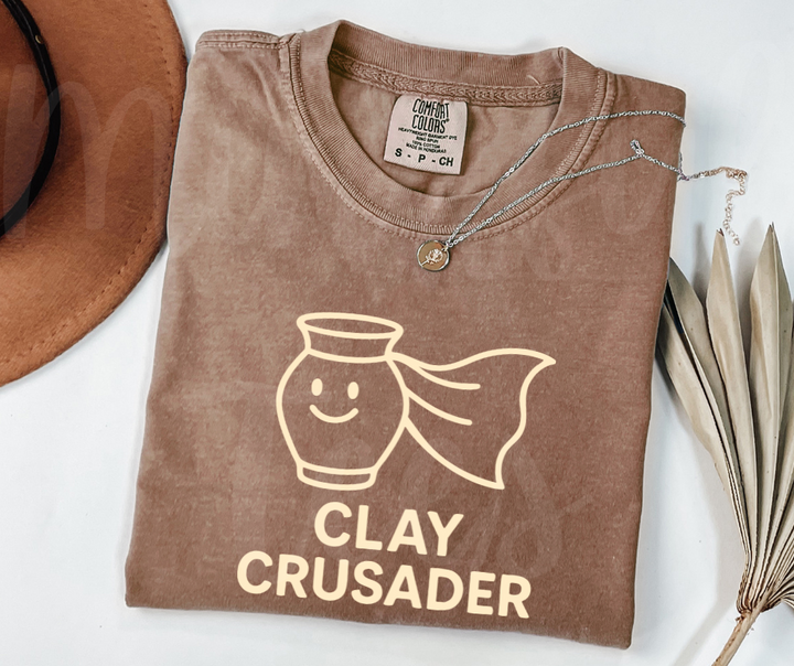 "Clay Crusader" Funny Design Pottery Clay Hobby Inspired Unisex heavyweight t-shirt