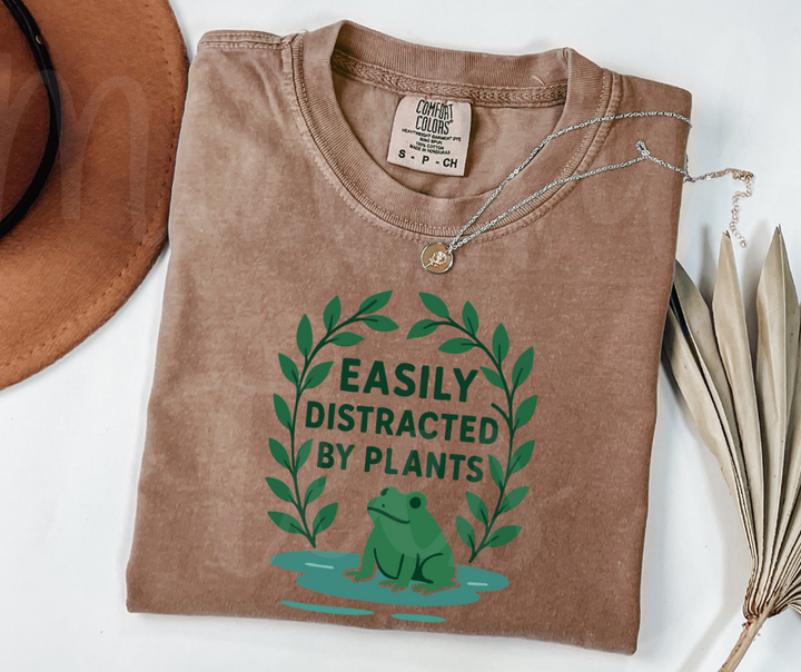 "Easily Distracted" Funny Plant Lover Tee Design Unisex heavyweight t-shirt