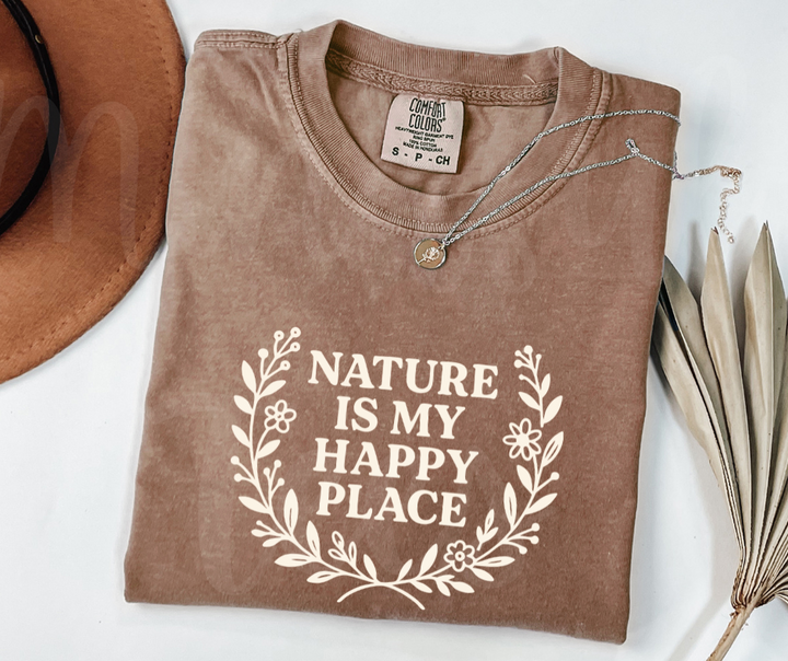 "Nature Is My Happy Place" Funny Plant Lover Tee Design Unisex heavyweight t-shirt